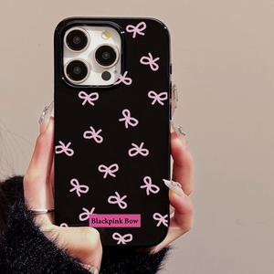 최신 귀여운 아이폰 케이스 블랙 핑크 미니 리본 / 핸드폰케이스 16 15 14 13 12 미니