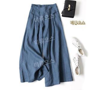 얇고 린넨 빅사이즈 시원한 여성 치마바지 밴딩 와이드 팬츠 여름 티류으스