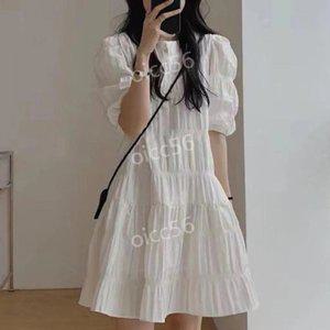 퍼프 소매 프렌치 여성 여름 슬림 짧은 치마 원피스
