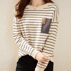 [샐리] 레터링패치스트라이프니트_I5C-CKN042