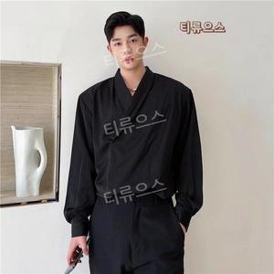 남자 저고리 생활 셔츠 한복 블라우스 개량 블랙 절옷 빅사이즈 티류으스