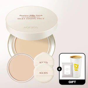 (40%+7%묶음할인/커피쿠폰+클렌징티슈)에이지투웨니스 실키 픽싱 팩트 본품+리필