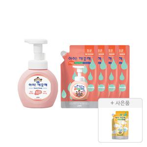 아이깨끗해 핸드워시 용기 복숭아 250ml, 1개+리필 200ml, 4개+증정(리필 순, 222ml,