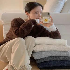 울 부클 심플 루즈핏 브이넥 니트 (7color)