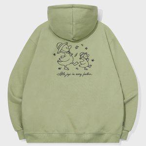 덕스텝 자수 후드티 카키