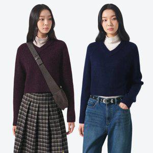 [에잇세컨즈] 브이넥 크롭 롱슬리브 풀오버 (324X51LY1) (2종)