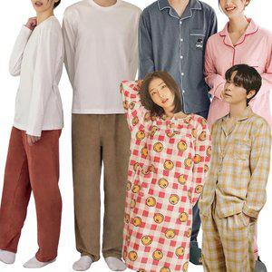 [30%] 파란 FW 신상품 기모 잠옷 파자마 홈웨어 커플 긴팔 반팔 순면 원피스