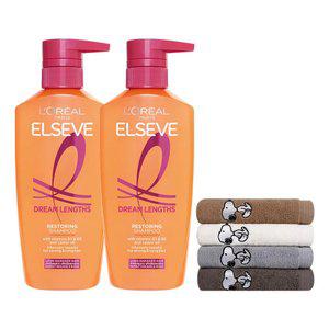 로레알파리 드림랭스 샴푸 400ml 2개 + 스누피 타올 1장(색상 랜덤)