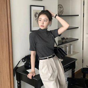 (MADE/보풀구김X/넥답답함X/말랑쫀득) 프렌디 5부 소매 하프넥 반폴라 티셔츠 ts4655