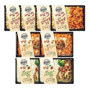 온더고 김치제육덮밥 290g, 4개 + 더블치즈 차돌깍두기 300g, 2개 + 우삼겹불고기덮밥