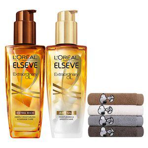 로레알파리 오일 1+1 / 엑스트라 오디네리 오일 8종 중 택2 + 스누피 타올 1장(색상 랜