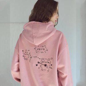 도키도키 자수 후드티 인디핑크
