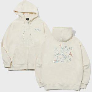 About Love CAT 자수 후드 집업 크림