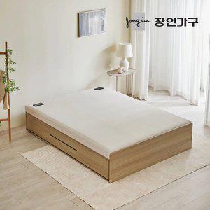 장인가구 톤즈 황토볼 무헤드 수납 흙침대 Q +온열스프링 보료