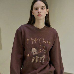 퍼피러브 자수 스웨트셔츠 브라운