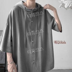 7부 소매 후드 집업 아우터 간절기 외투 중년남성 여름 얇은 루즈핏가디건빅사이즈 티