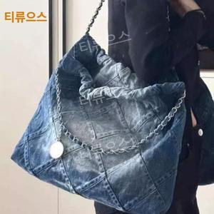 여성 숄더백 체인 퀼팅 빅사이즈 가방 데님백 티류으스