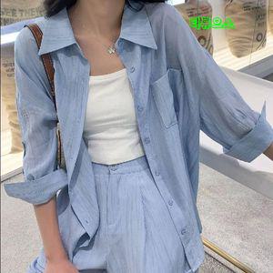 여성 투피스 셔츠 바지 세트 해변 여름 정장 바캉스 티류으스