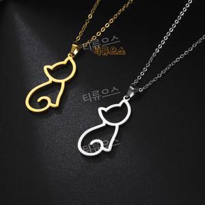 귀여운 고양이 여자 목걸이 차가운 목 색상 펜던트 동물 체인 친구 선 티류으스