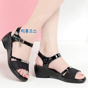 티류으스 여자통굽샌들 여름 큐빅 샌들 5cm 반짝이샌들 여자 키높이