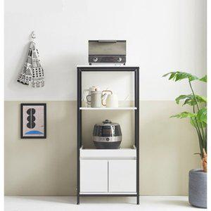 [자르파라]심플 화이트블랙 철제 렌지대 선반 수납장 55cm / 전자레인지 다이 전기밥솥 다용도