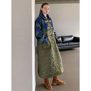 [바스카라] 체크 믹스 퀼팅 롱 더플 코트_P378324720