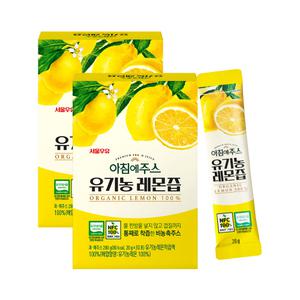 서울우유 아침에주스 유기농 레몬즙 20g 30포 2박스-NFC 레몬100% 레몬원액 착즙주스 액상스틱