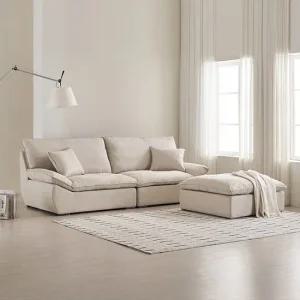 삼익가구 두모브 구스 패브릭 4인용 소파 스툴포함)