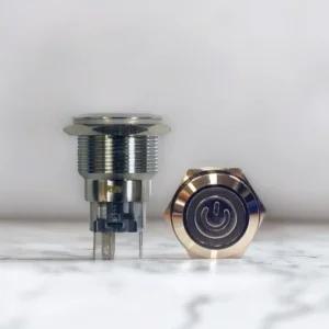 차량용 크롬 LED 스위치 (전원타입 푸쉬락 22파이) 토글 버튼 전원스위치 램프 조명