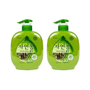 자연퐁 친환경 1종 세제 찌든때 걱정 없는 솔잎 캡용기 490ml 2개 퐁퐁 설거지 과일 세척