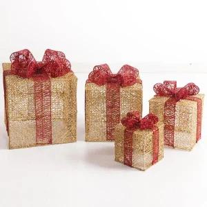 [아트박스]/플라워트리 크리스마스 선물상자 대형 장식 4단 니켈 금박스 35cm