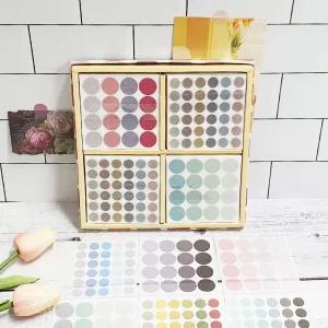 원형 수채화 스티커 세트문구용 팬시용 컬러 데코 다이어리