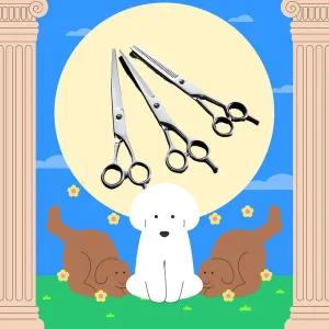 애완동물 미용 가위 셀프 관리용 숱가위 커팅 도구 3종세트