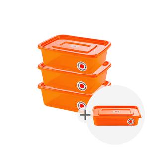 푸레시박스 1200ml, 오렌지, 3개 + 증정(500ml, 오렌지, 1개)