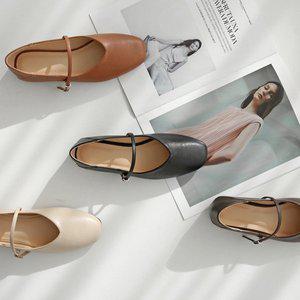 여성 빅사이즈 스퀘어 버클 스트랩 메리제인 플랫슈즈