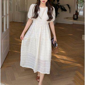 [어도어에이블]여성 여름원피스 플라워 펀칭 자수 아일렛 롱 원피스