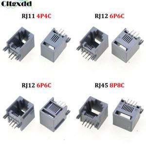 [QQ] Cltgxdd 10pcs RJ11 RJ12 RJ45 전화 소켓 곡선 핀 4P4C 6P6C 8P8C 암 잭 PCB 커넥터