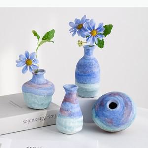 달항아리 화병 vase 도자기 유리 꽃병 침봉 옥꽃 오브제 백자 인테리어 세라믹 꽃병 거친 도자기 그라데이