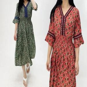 [아우트]에스닉 패턴 여름 시원한 롱 원피스