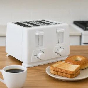 Ytek YT-TS4 4구 가정용 감성주방 브런치 팝업 토스터기 6단계 식빵 듀얼 굽기조절 전기토스트기 1300W~1500W 화이트