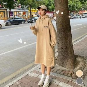 [아우트]느낌 후드 두툼한 데일리 면원피스 원피스