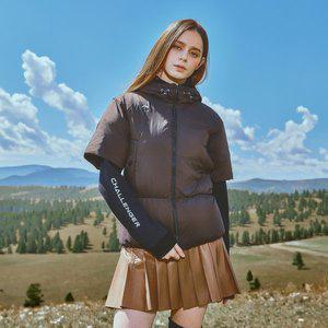 [챌린저](대전신세계) 여성 파우더터치 반팔 후디 구스다운 자켓 코코아