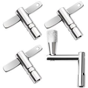 YUSBUTON 4팩 드럼 키 - 완벽한 튜닝을 위한 스피드 키, 렌치 세트, 멀티 툴 체인, 드릴 비트가 포함된 범용 공구입니다.