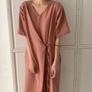 원피스 린넨원피스 린넨 여름 롱 여름원피스 벽돌색