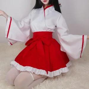 일본 여우 기모노 코스프레 할로윈 코스튬 구미호 의상 섹시 유카타 세트