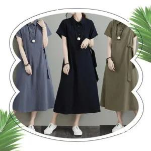 [아우트]여름 린넨 린넨원피스 카라 롱 color -ESB 3