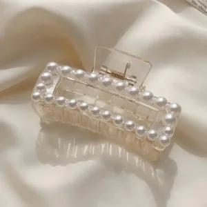 사각 진주 머리핀 올림머리 반묶음 헤어핀 중단발고정