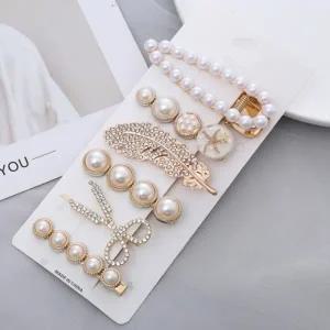 진주 머리핀 반묶음 앞머리 고정 집게 헤어핀 6종세트