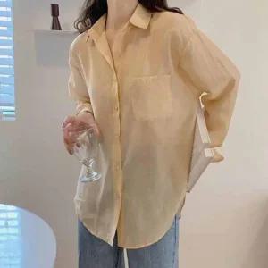 [아우트]셔츠 블라우스 카라넥 레이어드 여름 4색