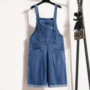 [아우트]여성 청 멜빵데님바지 롤업 점프수트 여름